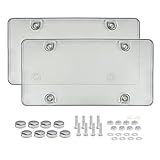 License Plate Shield Cover, Airkoul 2 Pcs Tinted Smoke Unbreakable License Plate Frame With Screw For Car, SUV, Truck & Van, Fits Any Standard Size 6" x 12" Novelty/License Plates
