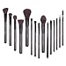 DUcare Makeup Brush Set 15pcs Premium Synthetic Foundation Powder Concealers Contour Eye Shadows Blending Face Brow Lip Blush Make Up Brushes Kit with Gift Box(Grey)
