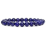 Stretch Bracelet J.Fee Healing Gemstone Natural Blue Lapis Lazuli Round Beads Bracelet Real Stones Beaded Bangle Crystal Mala Bracelet Men's and Women's Jewelry Christmas Birthday Gifts