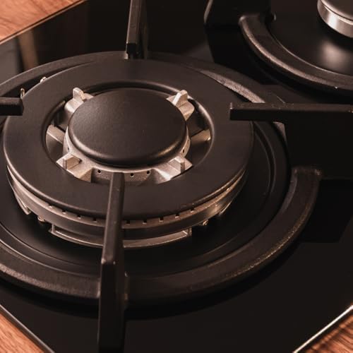 Gaskochfeld Bolero Squad GN 2200S Glass Black, 2 Brenner, 5,25 kW Leistung, Schwarzes Glas, WOK Triplekorona, Gusseisen Einzelgitter, Elektronische Zündung, Sicherheitsventil und GLP-Umrüstung