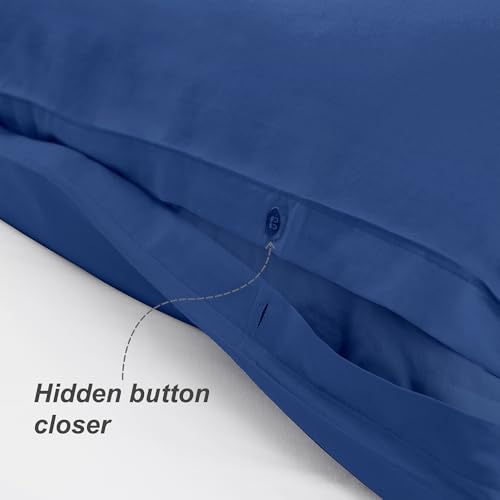 Purity Home 100% Organic Cotton King Size Duvet Cover Set Navy 230x220 cm, 3-Pieces Bedding, Soft Finish & Low Pilling, Cool & Crisp Feel, Quilt Cover with Secure Button Closure, Corner Ties