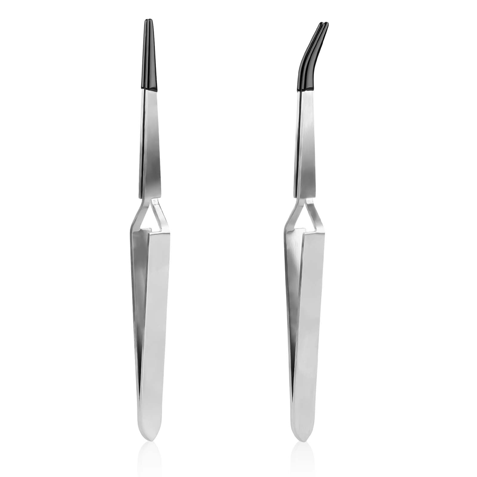Craft Tweezers, Reverse Action Stainless Steel Cross Locking Tweezers for Crafting, Jewelry & Electronics