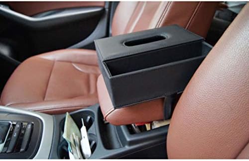 RABILTY 2018 Leather Car Tissue Box Lambskin Armrest Box Car Tray (Color : Black)