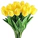 GTIDEA 20 Pack Artificial Tulip Flower Branch Latex Real Touch Fake Flores Wedding Bouquet Home Party Decor (Yellow)