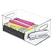mDesign Deep Plastic Storage Organizer Container Bin, Office Organization for Filing Cabinet, Cupboard, Shelves, and Desk - Holds Notepads, Pens, Pencils, Highlighters, Ligne Collection, 4 Pack, Clear