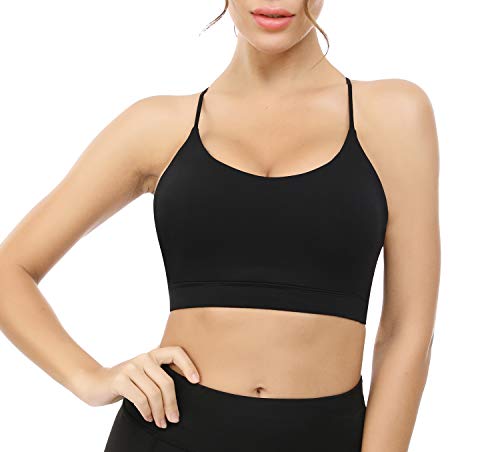 Sykooria Women\'s Sports Bra Medium Support Cross Back Removable Cups for Yoga Gym Workout Running (Blue L)