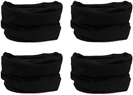 YOHO BUY 16-in-1 4Pcs&amp;6Pcs Headband Seamless Outdoor Sport Bandanna Head Wrap Scarf Wrap for Yoga Sports,Magic Headband &amp; Collars Muffler Scarf Face Mask with UV Resistance (4Black)
