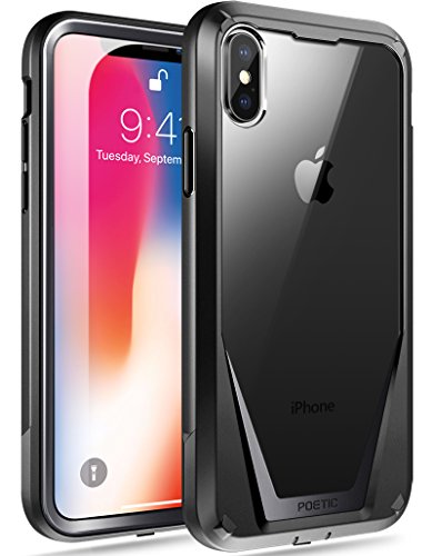 iPhone Xs Case, iPhone X Case, Poetic Guardian [Scratch Resistant Back] [Built-in-Screen Protector] Full-Body Rugged Hybrid Bumper Clear Case for Apple iPhone X (2017)/ iPhone Xs (2018) - Black