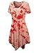Lock and Love LL WT1063 Womens Short Sleeve All Over Tie-Dye Tunic Top XXXL White_Coral