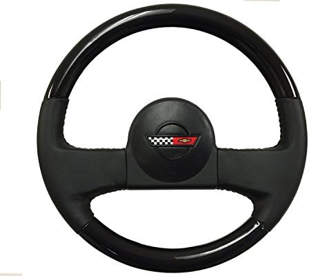 1984, 1985 Corvette Steering Wheel NEW 1/2 Black Ash Wood & Leather with horn button and contact plate