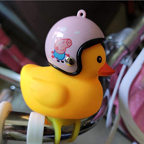 GOCOHHI Kids Bike Horn Cute Bicycle Lights Bell Squeeze Horns for Toddler Children Adults Cycling Motorcycle Yellow Duck Light Rubber Duck Helmet Toys (Pink, Duck+Helmet)