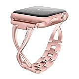 Aokon Bling Bands for Women Apple Watch Band 38mm Stainless Steel Metal Replacement Wristband Fashion Strap for Apple Watch Nike+, Series 3, Series 2, Series 1, Sport, Edition, Rose Gold