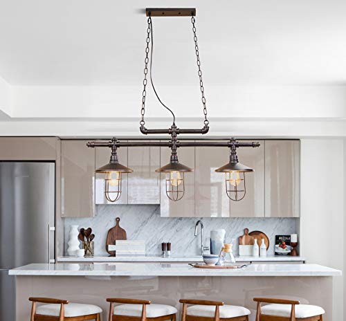 Lika 3-Light Pendant Light 40'' Barn Farmhouse Industrial Bronze Black Kitchen Island Light Fixtures for Dining Room, Bedroom, Farmhouse, Pool Table