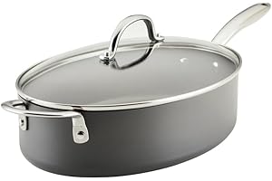Rachael Ray 5-Quart Professional Hard Anodized Nonstick Oval Sauté Pan with Lid