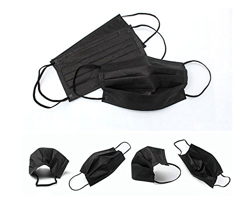 50Pcs 3Ply Non-woven Fabric Disposable Ear-loop Face Mask Dust Filter Mouth Cover (Black)