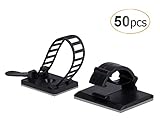 AGPTEK 50 Pieces Self Adhesive Cable Organizers, Black