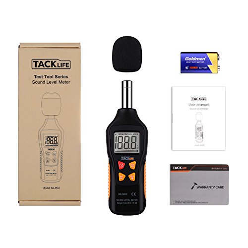 Decibel Meter, MLM02 Digital Sound Level Meter with Noise Measurement Reader Range 30-130dBA, Max/Min/Hold Data, Fast/Slow Mode, LCD Backlight Display/Flashlight (Battery Included) - New Version