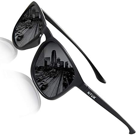 Sunglasses for Men Polarized Wayfarer Womens Uv Protection Mirror Black Lens Unisex Sun Glasses