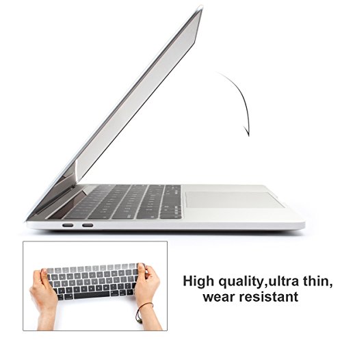 Batianda Spanish ESP Ombre Color Ultrathin Waterproof Silicone Keyboard Cover Skin for Newest MacBook Pro 13 15 inch 2016 2017 With Touch Bar Model:A1706/A1707 (Grey Gradient)