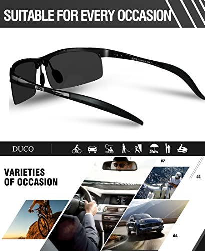 DUCO Gafas de sol deportivas polarizadas para hombre con ultraligero y marco de metal irrompible, 100% UV400-8177S