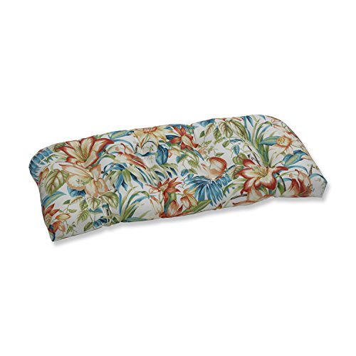 Pillow Perfect Indoor/Outdoor Botanical Glow Tiger Lily Wicker Loveseat Cushion, 44" x 19" x 5"