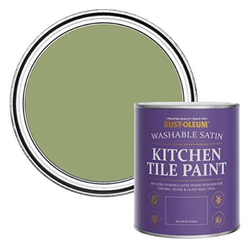 Rust-Oleum Peinture Verte Résistante à leau pour Faïence de Cuisine, Finition Satinée Gris - Terrain Connu 750ml