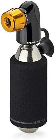 AiraceUSA Bike Micro Black CO2 Pump Inflator, Reversible Presta and Schrader Air Valves, with Black CO2 Cartridge Sleeve - AI-AC-02B