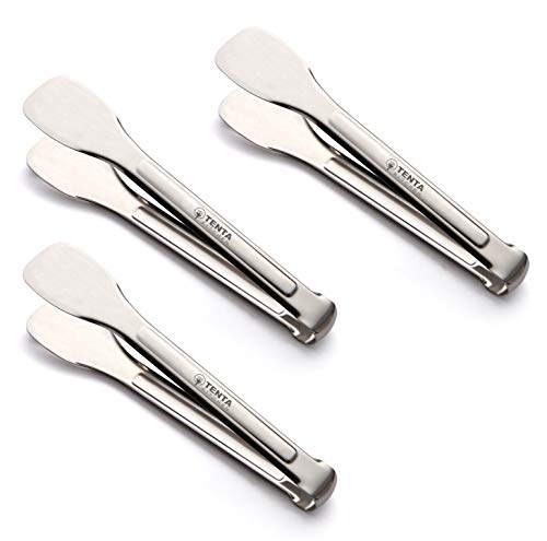 Tenta KitcheKitchen Tongs Stainless Steel Buffet serving utensils Salad BBQ Tongs Heavy Duty Serving Food Tongs for Frying,Cooking,Clipping Toast Bread,Grilling,Pastry, Sandwich,12 Inch ï¼ˆ3 Packï¼‰