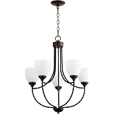 Quorum 6059-5-86 Transitional Five Light Chandelier from Enclave Collection in Bronze/Dark Finish,