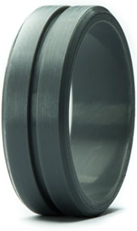 Unii Silicone Wedding Rings | Safety Rubber Wedding Bands | Athletic Ring for Active Men | Thin Groove Ring 7mm Wide | Best Alternative for Work, Mechanics, Sports, Workout Ring | Gray - Size 8