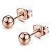 FIBO STEEL Rose Gold Plated Earrings for Women Men Stainless Steel Ball Stud Earings 4mm