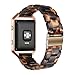 Ayeger Resin Band Compatible with Fitbit Blaze,Women Men Metal Frame Housing+ Resin Accessory Band Wristband Strap Blacelet for Fitbit Blaze Smart Watch Fitness(Tortoise)