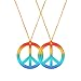 Sunshane 24 Pack Rainbow Peace Sign Necklace Pedant 1960's Hippie Dressing Accessory for Adults Party Favours