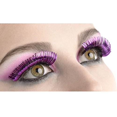 Party Ready Team Spirit Tinsel Eyelashes Accessory, Purple, plastic , 1/2" x 1", Pack of 2