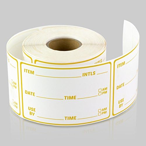 3 x 2 Inch - ITEM DATE USE BY TIME AM PM Shelf Life Food Rotation Use By Food Preparation Prep Date Labels Stickers by Tuco Deals (Orange, 2 Rolls Per Pack)