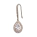 SWEETV Teardrop Wedding Earrings for Brides, Bridesmaids, Cubic Zirconia Dangle Earrings for Prom, Party, Formal Occasion,Rose Gold