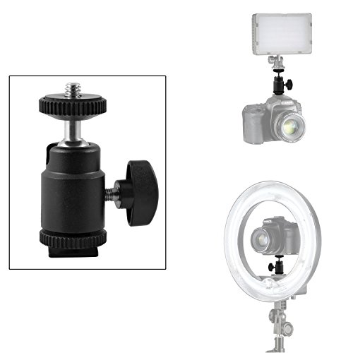 image for pangshi Mini Ball Head Hot Shoe Mount Adapter 360-degree Rotation with