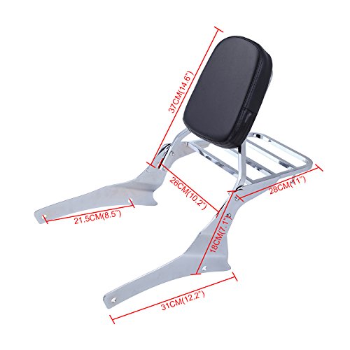Ridgeyard Modern Motorcycle Detachable Backrest Sissy Bar Luggage Rack for 2001-2014 Suzuki Vl400 C800 C 2005-2014 C50