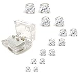Silver, Gold Tone 4,5,6,7,8,9,10mm Clear Round Cubic Zirconia Magnetic Stud Earring (All Size Available)