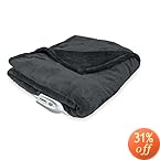Serta Silky Plush Electric Heated Throw, Grey