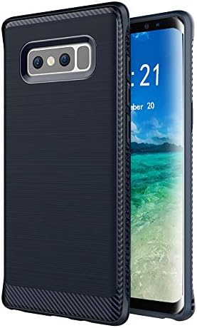 Galaxy Note 8 Case, SunMax [Updated Version] Brushed Metal Design [Flexible &amp; Slim] Dynamic Stroked Line Pattern Durable Anti Slip Impact Shock Absorbent Case for Samsung Galaxy Note 8 Case (Blue)