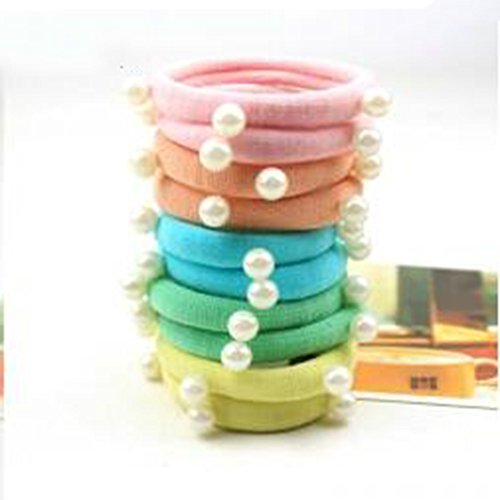 Yaheeda 20pcs Girl's Hair Bands Rubber Band Pearl Decorated Hair Rope Headwear Hair Circle Hair Tie