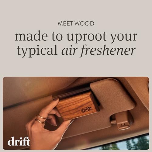 Drift Car Air Freshener - The Original Wood Air Freshener - Car Odor Eliminator - Long Lasting Scent - Auto Accessories - Metal Clip - Essential Oils - Clean Ingredients - Amber Scent Starter Kit