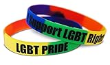 Novel Merk LGBT Gay Pride & I Support LGBT Rights Rainbow Silicone Rubber Band Wristband Bracelet Accessory