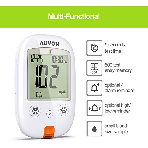 AUVON Blood Glucose Monitor Specifically Calibrated for Dog and - Main Image