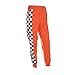 malianna Women Pantalon Femme Side Checkerboard Zipper Orange Trousers Plaid Patchwork Pencil Pants (M)