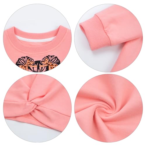 TAGYUM TODDLER GIRLS CLOTHES SIZE 6 5T GIRLS CLOTHES PINK TWIST SWEATSHIRT PULLOVER PANTS 2 PIECE FALL WINTER OUFITS SWEATSUITS SETS