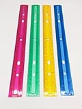 GIFTEXPRESSⓇ Pack of 12 Assorted Color 12 Inch inches and Centimeters Plastic Rulers/ Plastic Office Rulers/School Rulers/Transparent Plastic Rulers/Clear Plastic rulers