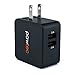 Pawtec Dual 2-Port Foldable USB Travel Wall Charger 5V 4.2A / 21W Apple & Android Smart Circuit Optimized For iPhone, iPad, iPod, Samsung Galaxy, Smartphones, Tablets with Storage Sleeve (Black)