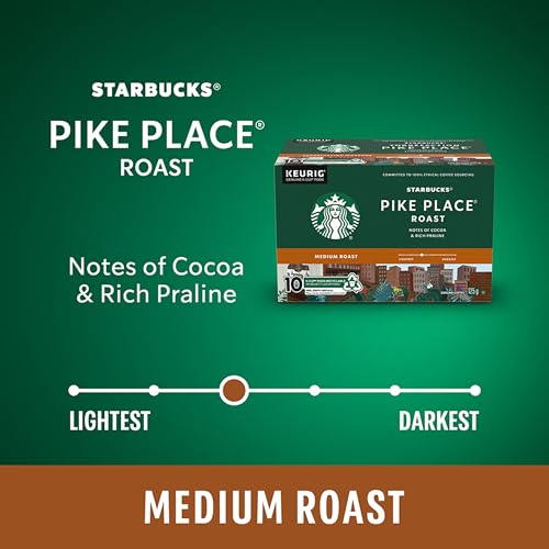 Starbucks Pike Place, Medium Roast Coffee, Single Serve Keurig K-cup Pods, 6 Boxes, 60 Capsules